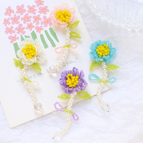 Handcrafted Beaded Flower Pendant For DIY Jewelry Making Accessories With Imitation Artificial Pearl Crystal Drop Floral Charm