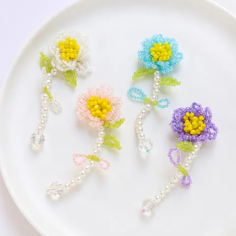 Handcrafted Beaded Flower Pendant For DIY Jewelry Making Accessories With Imitation Artificial Pearl Crystal Drop Floral Charm
