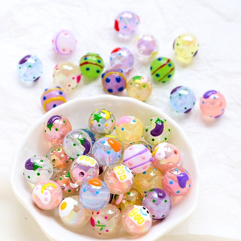 Japanischer 16mm Acryl Irisierende Perlen DIY Schmuckherstellung Stern Mond Tulpe Herz Gespenst Muster Perlen Zubehör