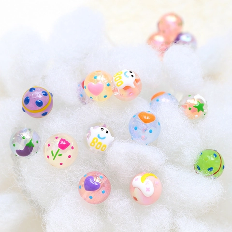 Japanischer 16mm Acryl Irisierende Perlen DIY Schmuckherstellung Stern Mond Tulpe Herz Gespenst Muster Perlen Zubehör