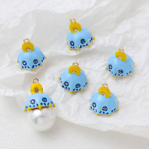 Copper Gold Plated Enamel Ghost Hat Pendant DIY Jewelry Making Accessories Cute Umbrella Shape Charm Handmade Earring Findings