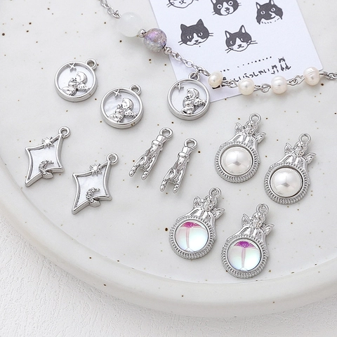 Vintage Alloy Angel Star Moon Charms For DIY Necklace Bracelet Jewelry Making Silver Tone Sweet Cool Gesture Pendant Accessories