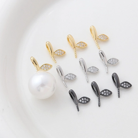 Ciondolo a Forma di Foglia in Rame Placcato Oro Zirconia Accessorio Gioielli DIY per Collana Bracciale Decorazione Künstliche Perle