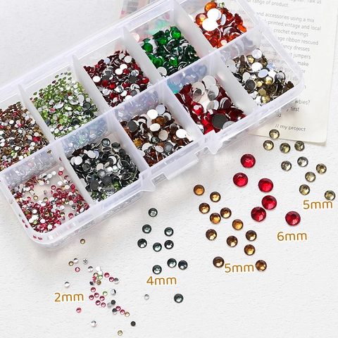 Multi-Color Glass Flatback Rhinestone Set Round Crystals For DIY Craft Nail Art Jewelry Making Hair Accessories Phone Case Decor