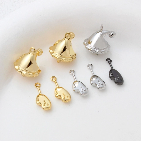 14K Gold Plated Copper Christmas Hat Glove Charms For DIY Jewelry Making Pendants Necklace Bracelet Earring Craft Accessories