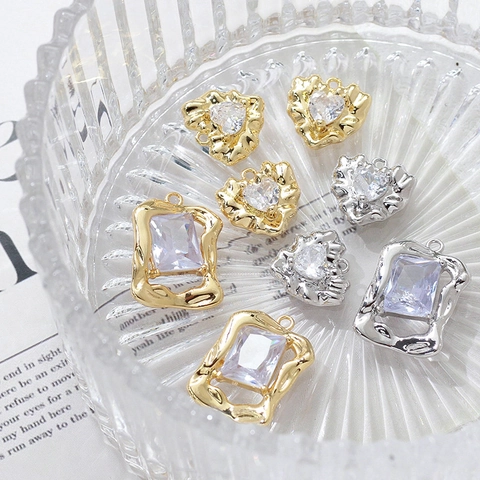 Ciondoli in Rame Placcato Oro 14K a Forma di Cuore e Rettangolo per Creazione Gioielli Fai-da-te Collana Bracciale Accessori per Orecchini