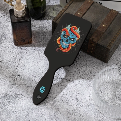 Brosse à Cheveux Imprimé Crâne et Serpent Gothique Brosse de Massage du Cuir Chevelu à Coussin d'Air Peigne Démêlant pour Femme