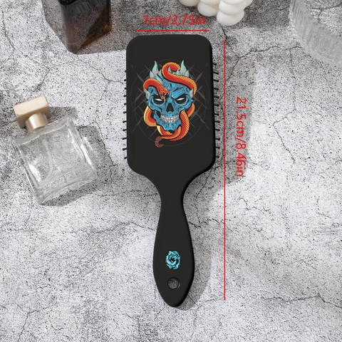 Brosse à Cheveux Imprimé Crâne et Serpent Gothique Brosse de Massage du Cuir Chevelu à Coussin d'Air Peigne Démêlant pour Femme