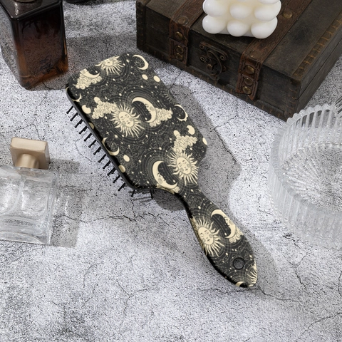 Vintage Constellation Pattern Air Cushion Hair Brush Retro Sun Moon Star Printed Scalp Massage Paddle Detangling Comb