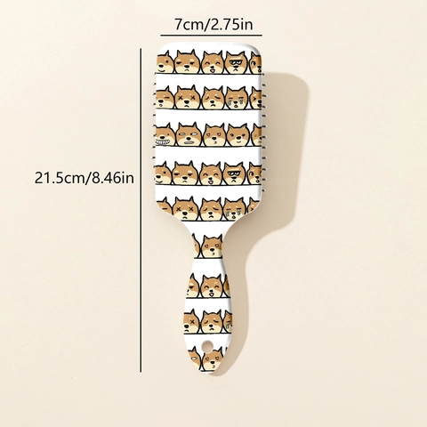 Cute Shiba Inu Print Air Cushion Hairbrush Cartoon Detangling Massage Paddle Brush For Women Girls Personal Daily Hair Care