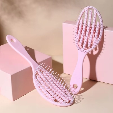 Hohlbelüftete Haarbürste Kopfhautmassage Kamm Zum Schnellen Föhnen Entwirrende Haarbürste Mit Rundspitzenborsten ABS Styling Tool