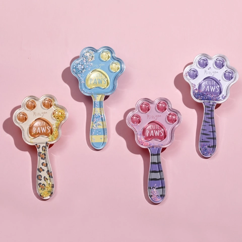 Simpatico Pettine per Capelli con Messaggio a Cuscino d'Aria a Forma di Zampa di Gatto Spazzola Portatile con Glitter Liquidi