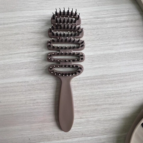 Professional Boar Bristle Vent Brush For Women Curved Hollow Detangling Hair Comb For Scalp Massage Quick Drying Styling Tool