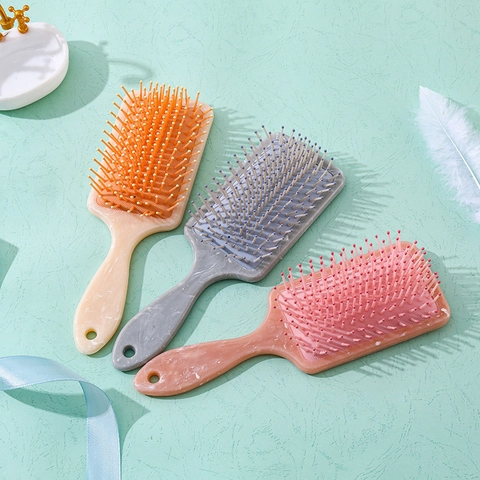 Marble Pattern Air Cushion Hair Brush Large Square Detangling Massage Comb For Long Hair Women Daily Personal Care Tool