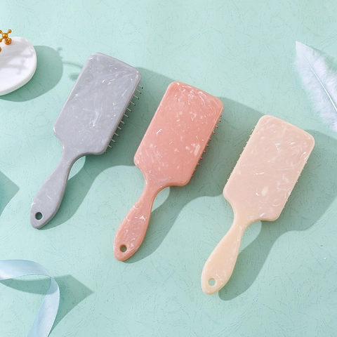 Marble Pattern Air Cushion Hair Brush Large Square Detangling Massage Comb For Long Hair Women Daily Personal Care Tool