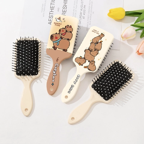 Spazzola per Capelli a Cuscino d'Aria Stampata con Capibara Massaggio al Cuoio Capelluto Districante Motivo Animale Cartone Animato Pettine ABS Donna
