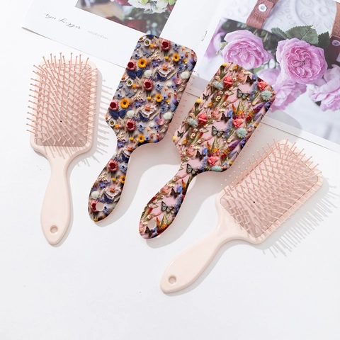3D Floral Schmetterlingsmuster Luftkissen Haarbürste Antistatisch ABS Kopfhautmassage Kamm Für Damen Haarpflege Styling Tool