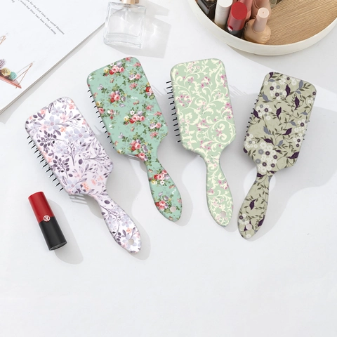 Blumen Bedruckte Luftkissen Haarbürste Anti-verwirrung Kopfhautmassage Paddel Haarbürste Vintage Landhausstil Damen Beauty Werkzeug