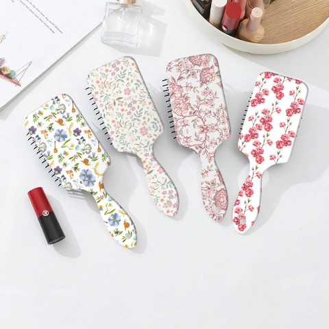 Blumendruck Luftkissen Haarbürste Kopfhautmassage Entwirrungskamm Für Damen Professionelles Salon Home Styling Werkzeug ABS Material