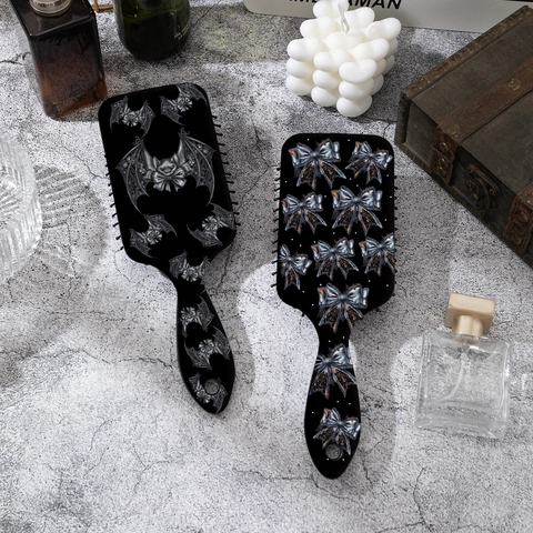 Gothik Halloween Fledermaus Spinnennetz Spitzen-Druck Luftkissenkamm Paddel-Haarbürste Für Damen Styling Massagekamm