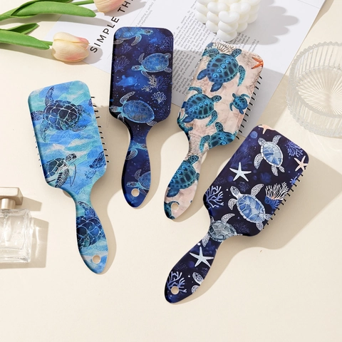 ABS Meeresschildkröte Bedruckt Luftkissen Massage Haarbürste Kopfhaut Entwirrer Kamm Für Damen Professionelle Salon Styling Tool