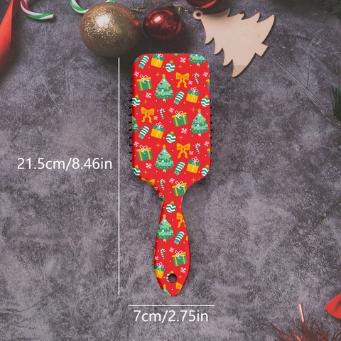 Spazzola per Capelli a Cuscino d'Aria con Stampa di Fiocchi di Neve e Stelle di Natale Massaggio Cuoio Capelluto Pettine in Plastica Regalo