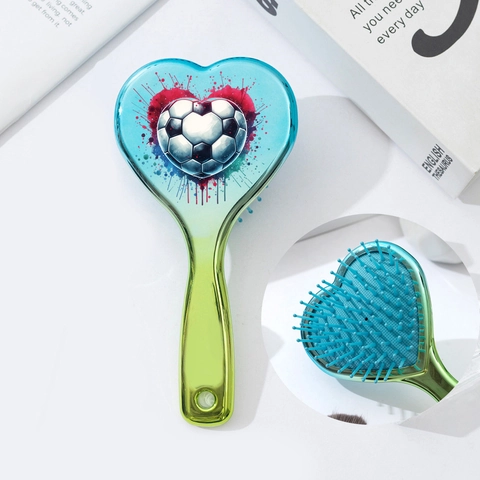Spazzola a Cuscino d'Aria per Massaggio del Cuoio Capelluto a Forma di Cuore Motivo Calcio Sfumata Spazzola per Capelli Donna