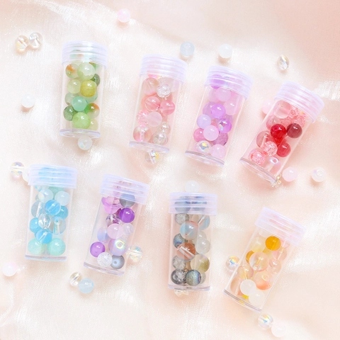 Pearlescent Lampwork Glass Bubble Beads DIY Jewelry Making Mixed Crackle Frosted Round Loose Beads For Bracelet Necklace Accessories