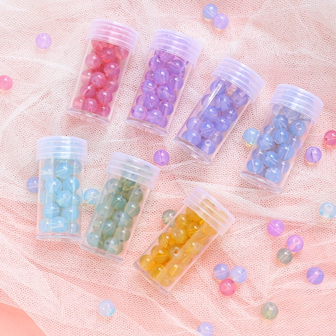 DIY Handmade Lampwork Glass Bubble Jelly Beads Round Loose Spacer Beads For Jewelry Making Necklace Bracelet Accessory