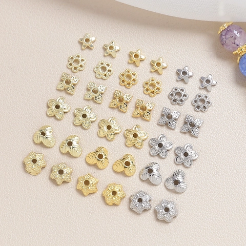 Gold Silver Plated Copper Flower Star Bead Caps Spacers DIY Handmade Jewelry Making Necklace Bracelet Findings Accessories For Women