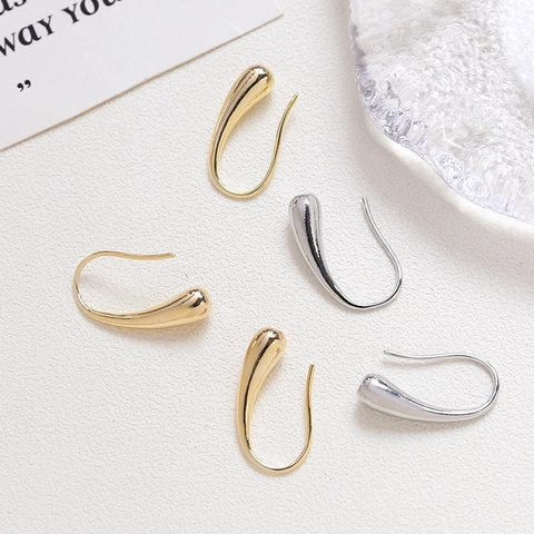 Minimalistische Koper Echt Vergulde Traanvorm Oorbelhaken DIY Sieraden Maken Onderdelen Gepolijst Waterdruppel Oordraden Accessoires