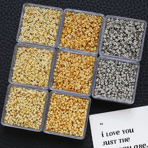 Copper Gold Plated Stopper Spacer Crimp Beads Round Fixed Positioning Beads For DIY Necklace Bracelet Jewelry Making Accessories