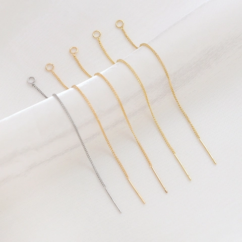 14K 18K Gold Plated Copper Tassel Ear Threads For DIY Jewelry Making Minimalist Link Chain Earring Findings For Women Girls