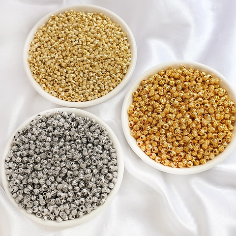 Cuentas Espaciadoras Redondas de Cobre Chapado en Oro 14K 18K Plata Texturizadas para Creación de Joyería DIY Collares Pulseras Pendientes Materiales
