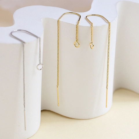 DIY Gold Plated Copper U Shaped Ear Threads With 925 Sterling Silver Earring Post For Handmade Earrings Jewelry Making Findings