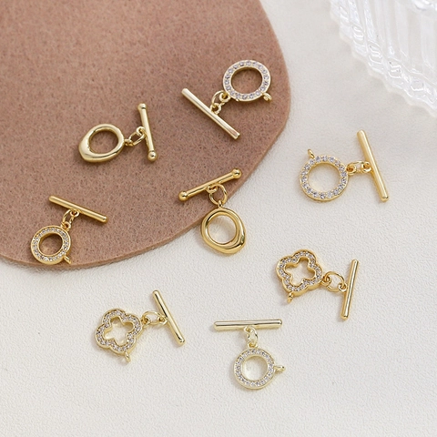 DIY Jewelry Making OT Toggle Clasp Copper Gold Plated Zirconia Connector For Necklace Bracelet Handmade Findings