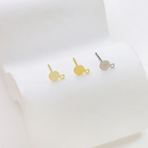 Gold Plated Copper Flat Pad Earring Posts With Loop For DIY Jewelry Making Findings Handmade Earrings Components Material