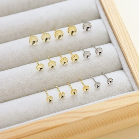 Componenti per Gioielli DIY Perno in Argento Sterling 925 Rame Placcato Oro Base per Orecchini a Forma di Ciotola