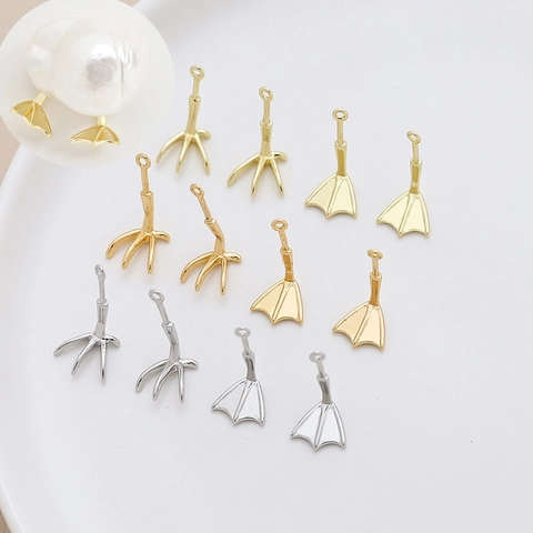 Copper Gold Plated Chicken Claw Duck Palm DIY Jewelry Charms Electroplated Metal Animal Foot Pendants For Jewelry Making