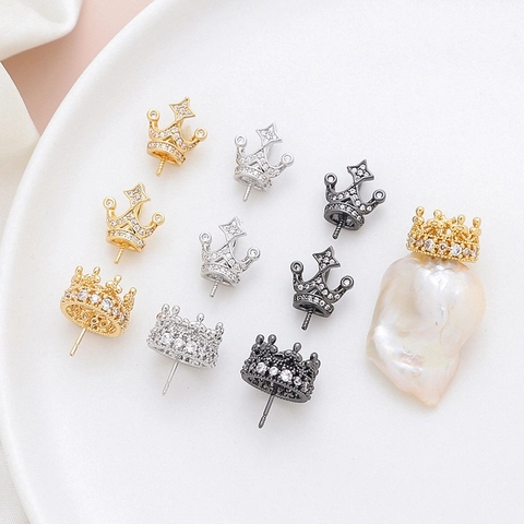 Handmade DIY Jewelry Making Findings Copper Zirconia Inlaid Crown Umbrella Shape Charms Pendants Accessories For Necklace Bracelet