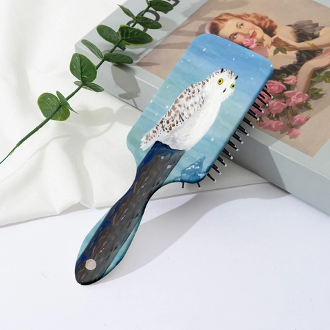 Artistic Owl Pattern Air Cushion Paddle Brush Scalp Massage Hair Styling ABS Detangling Comb For Women Girls Home Salon Hair Tool