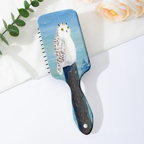 Artistic Owl Pattern Air Cushion Paddle Brush Scalp Massage Hair Styling ABS Detangling Comb For Women Girls Home Salon Hair Tool