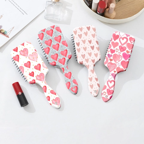 Korean Style Heart Print Air Cushion Massage Hairbrush Anti-Static Scalp Massage Detangling Hair Comb For Women Daily Care