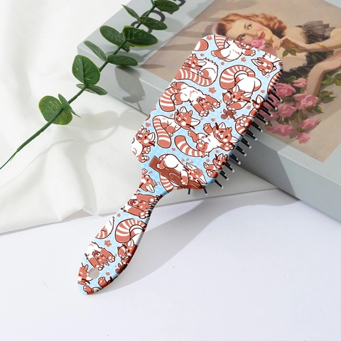 Cartoon Red Panda Print Air Cushion Hair Brush Detangling Massage Comb ABS Portable Scalp Care Hair Brush For Women Kids