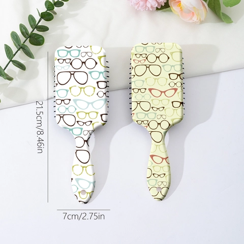 Portable Cartoon Glasses Print Air Cushion Hair Brush For Women Girls Detangling Massage Comb ABS Retro Styling Hair Tool