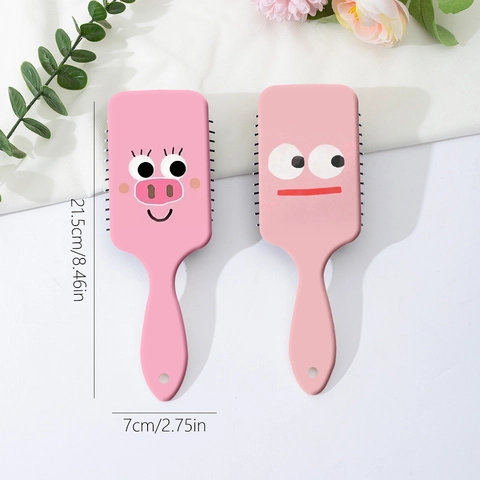 Cute Cartoon Pig Funny Expression Air Cushion Hair Comb Portable Detangling Massage Brush For Women Girls Students Detangler