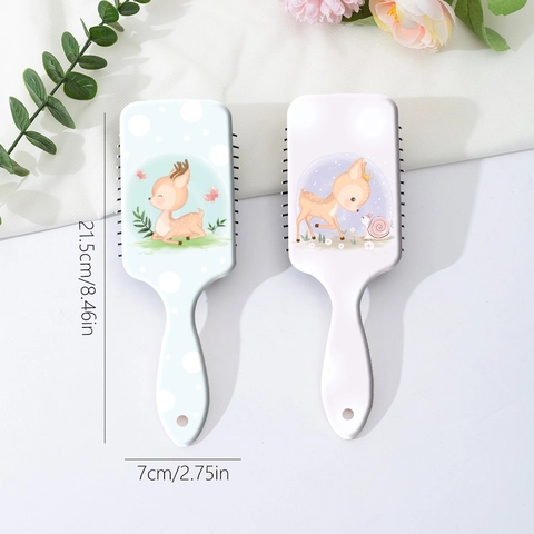 Cartoon Fawn Printed Air Cushion Comb For Women Hair Detangling Paddle Brush Ergonomic Handle Daily Massage Hair Tool