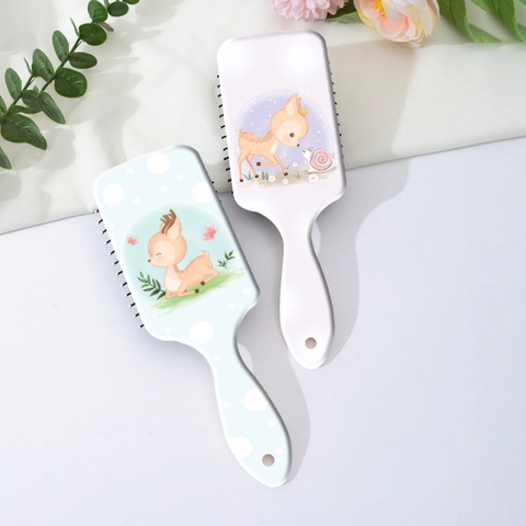Cartoon Fawn Printed Air Cushion Comb For Women Hair Detangling Paddle Brush Ergonomic Handle Daily Massage Hair Tool