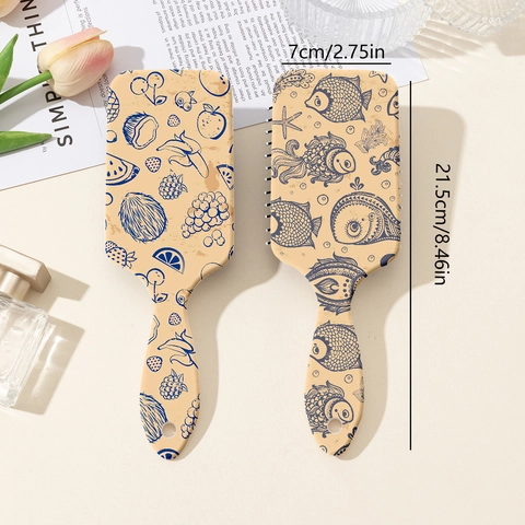 Plastic Air Cushion Hair Brush Scalp Massage Detangling Comb High Skull Top Fruit Sea Printed Hair Care Styling Tool For Women