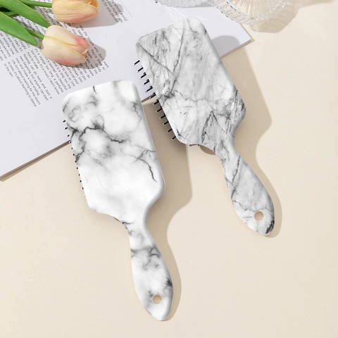 Brosse à Cheveux de Massage à Coussin d'Air Imprimé Marbre Moderne Peigne Démêlant Portable pour Femmes Maison Voyage